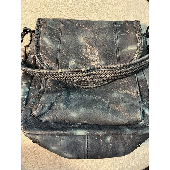 Aimee Kestenberg Braided Strap Gray Silver Metallic Teal Shoulder Bag - Picture 5 of 9